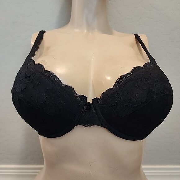 Vintage Lilyette Bra 36C Black Underwire Padded Push Up 0850 - Picture 1 of 4